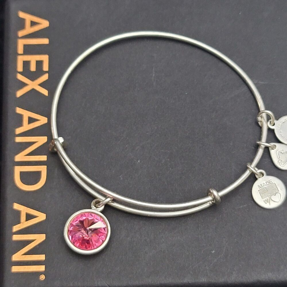 Alex And Ani October Birthstone Silver Expandable Bangle